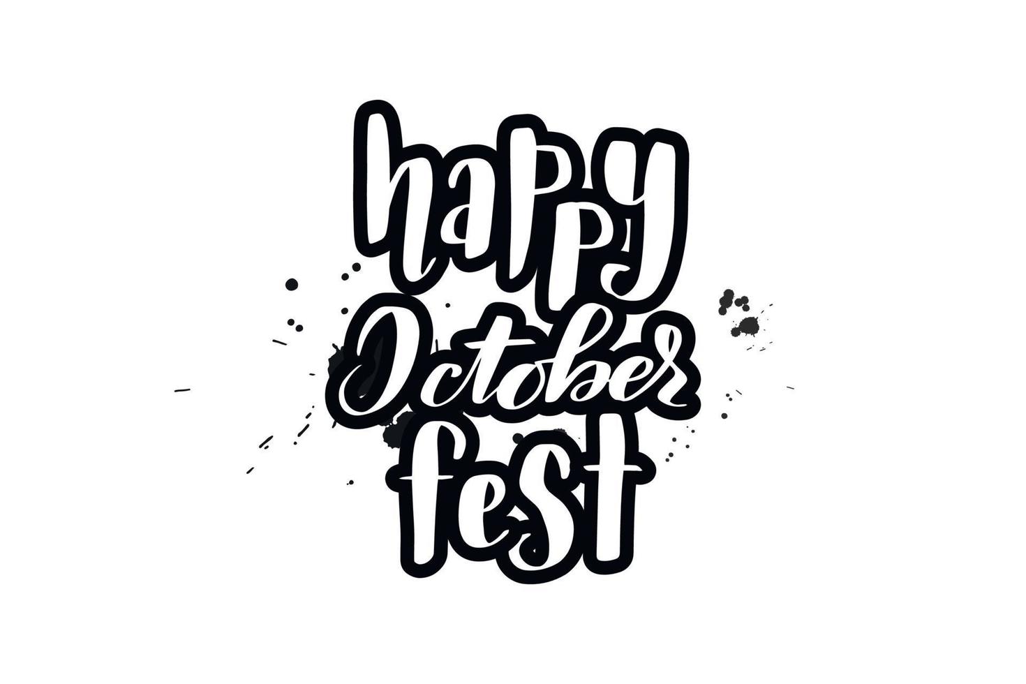 pincel inspirador escrito a mano con letras feliz festival de octubre. ilustración de caligrafía vectorial aislada sobre fondo blanco. tipografía para pancartas, insignias, postales, camisetas, impresiones, carteles. vector