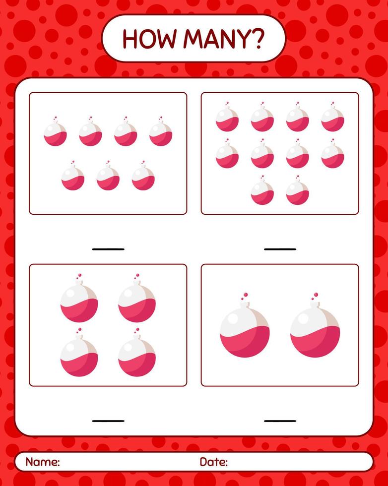How many counting game with chemistry tube. worksheet for preschool kids, kids activity sheet vector