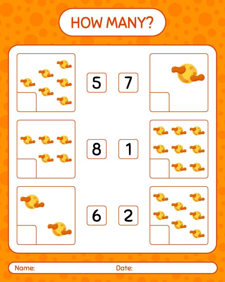 How many counting game with full moon. worksheet for preschool kids, kids activity sheet vector