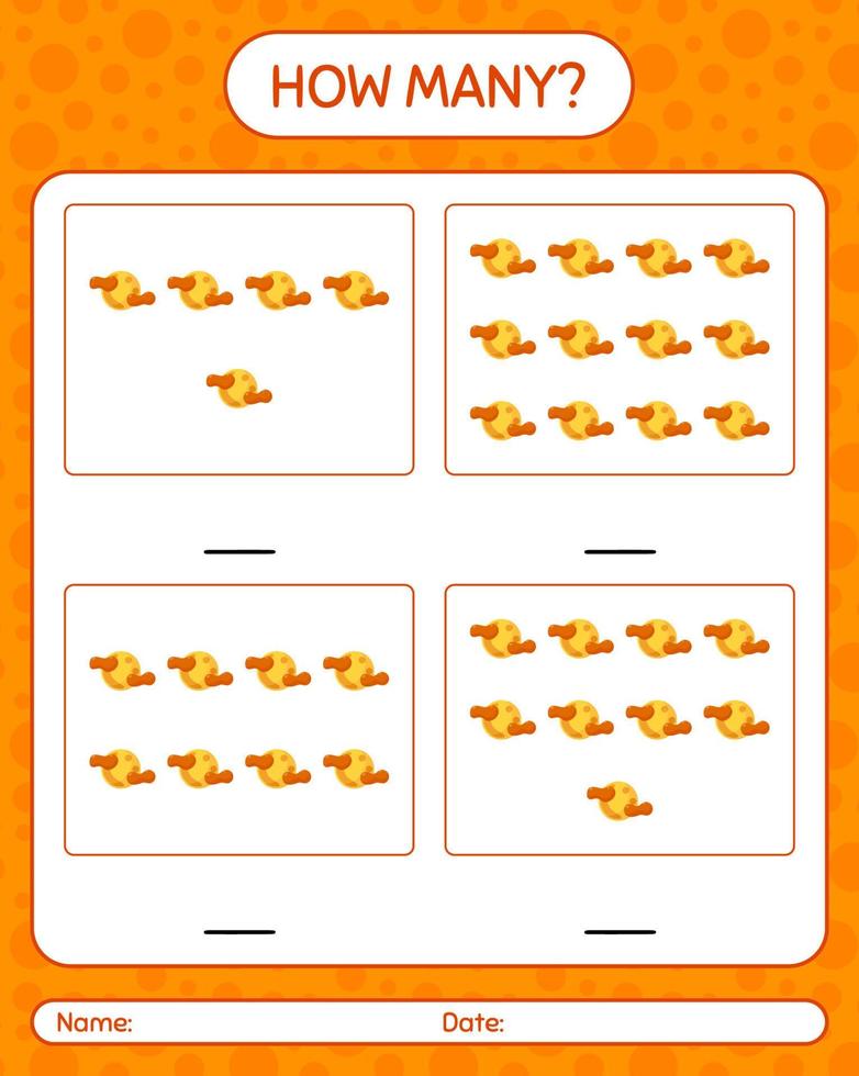 How many counting game with full moon. worksheet for preschool kids, kids activity sheet vector