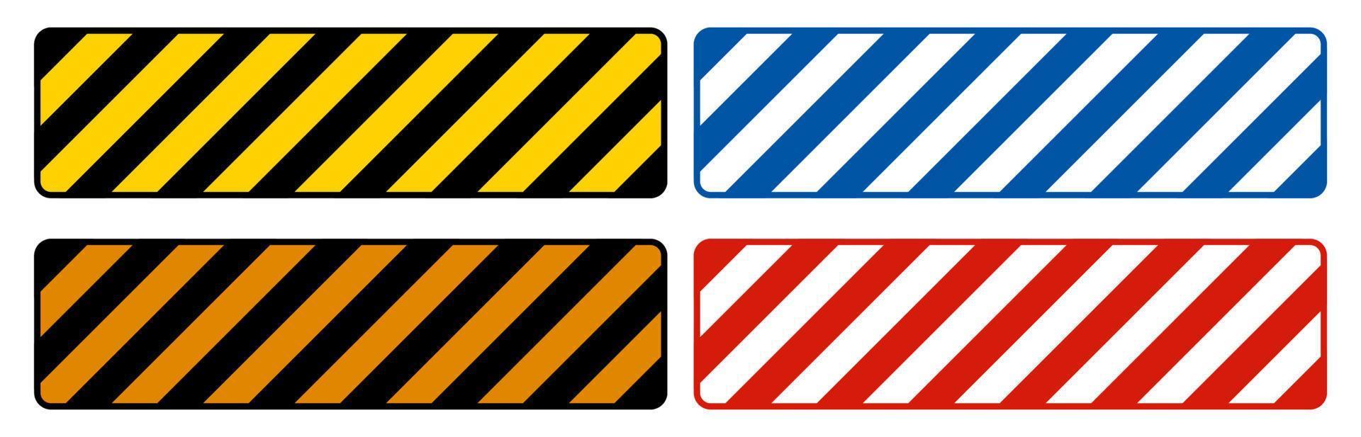 Señal de piso a rayas amarillas, rojas, grises, azules y negras sobre fondo blanco. vector