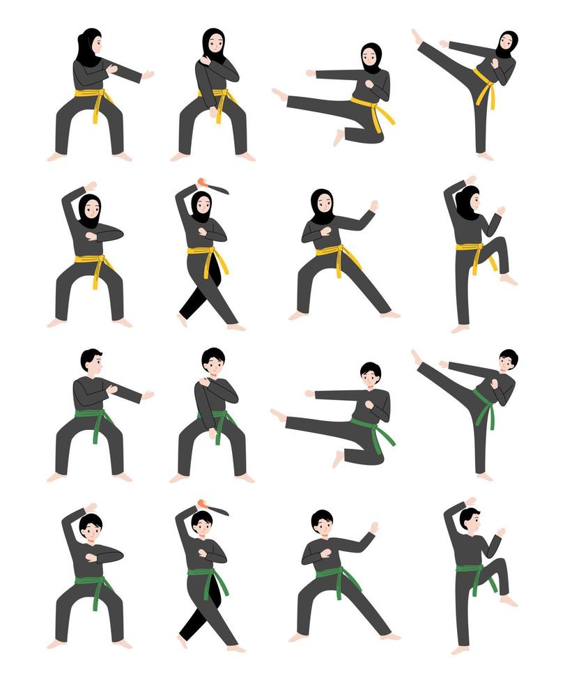 pencak silat ilustración vector concepto plano