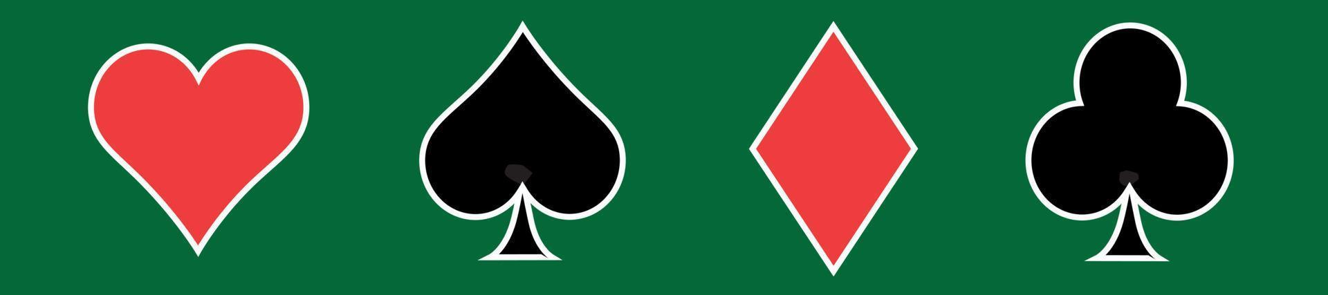 Suit of playing cards. Vector illustration symbols isolated on white background