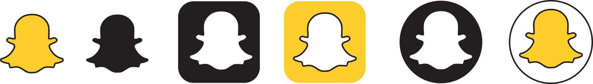 Snapchat iconos de redes sociales, vector