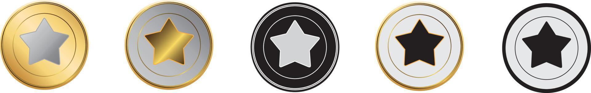 estrella dentro del icono del círculo en la ilustración de vectores de estilo diferente. dos estrellas negras y de color dentro de los iconos vectoriales circulares diseñados en estilo relleno, contorno, línea y trazo se pueden utilizar para web, móvil