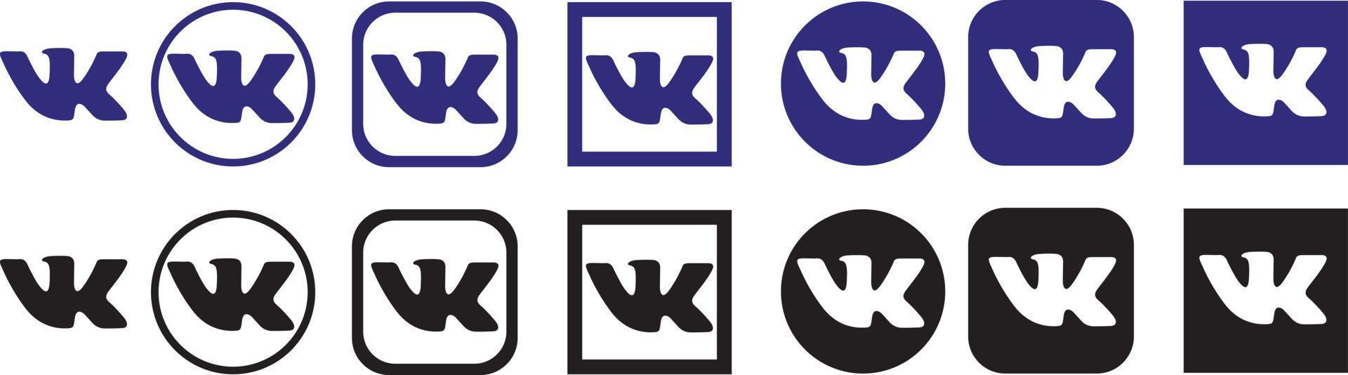 logotipo de vkontakte en diferentes formas sobre un fondo blanco vector