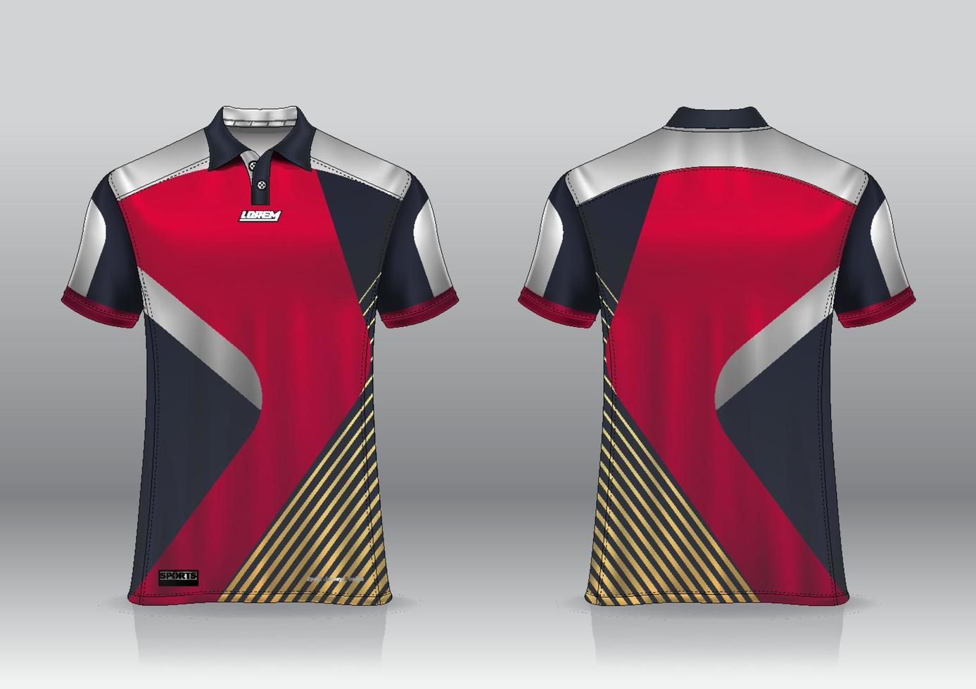 Polo shirt uniform design, can be used for badminton, golf in front view, back view. jersey mockup Vector, design premium very simple and easy to customize vector