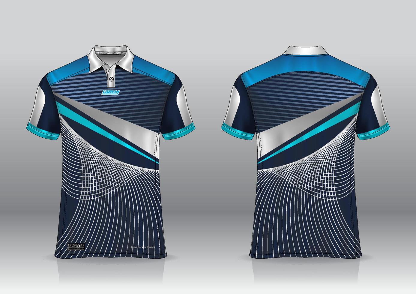 Diseño de uniforme de camisa de polo, se puede utilizar para bádminton, golf en la vista frontal, vista posterior. vector de maqueta de jersey, diseño premium muy simple y fácil de personalizar