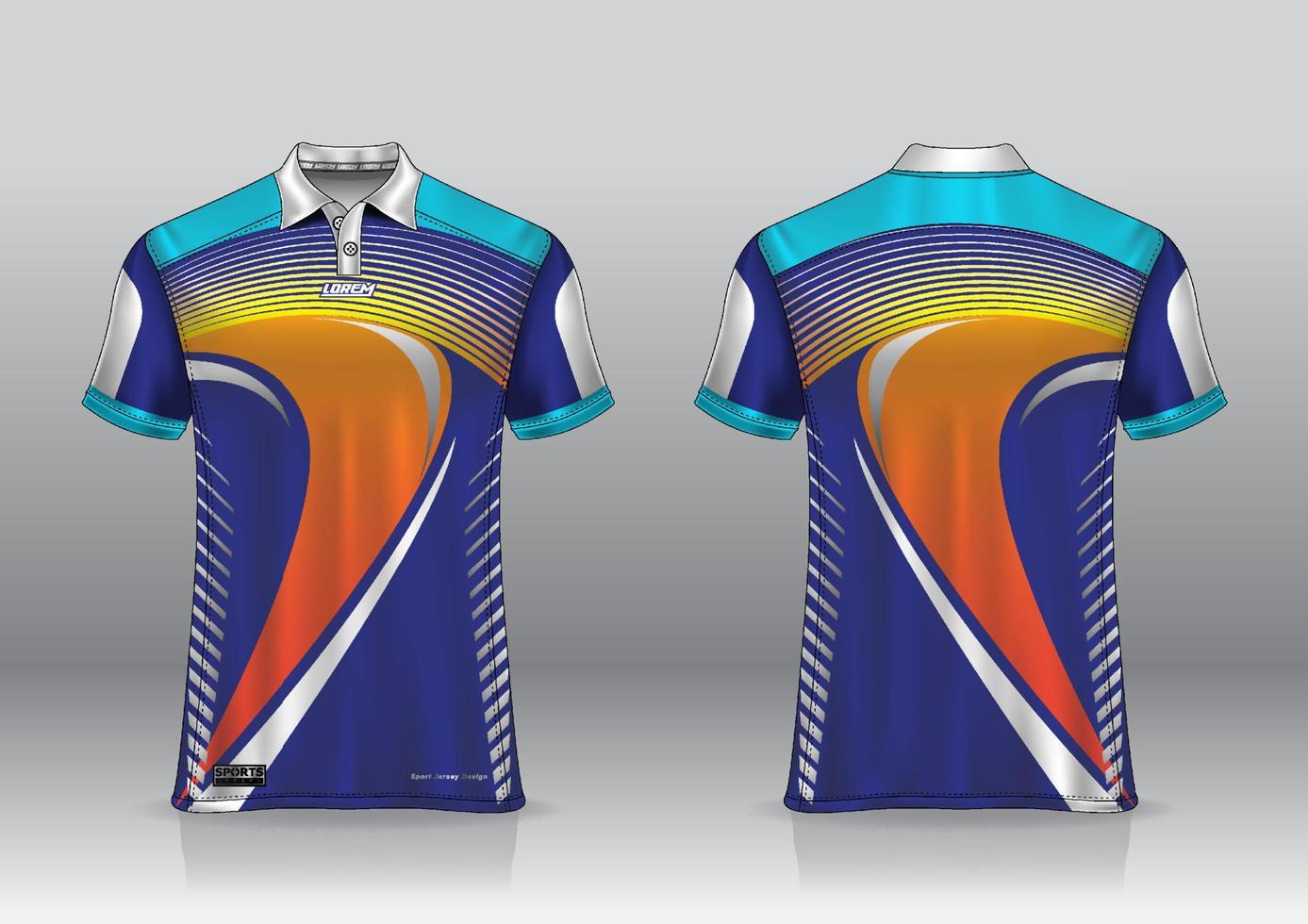 Polo shirt uniform design, can be used for badminton, golf in front view, back view. jersey mockup Vector, design premium very simple and easy to customize vector