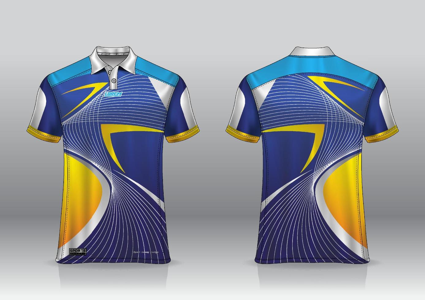 Diseño de uniforme de camisa de polo, se puede utilizar para bádminton, golf en la vista frontal, vista posterior. vector de maqueta de jersey, diseño premium muy simple y fácil de personalizar