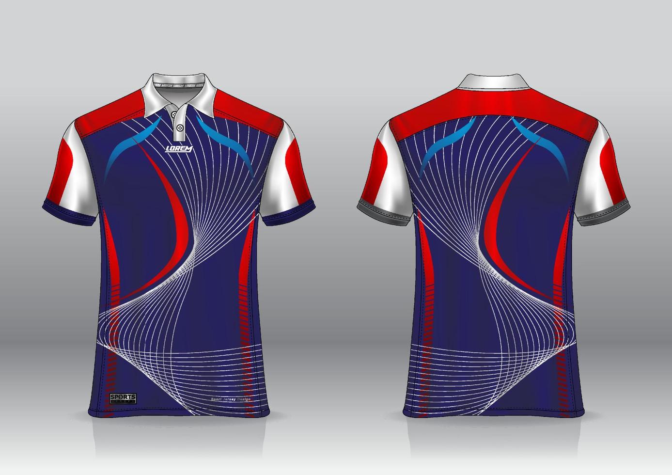 Polo shirt uniform design, can be used for badminton, golf in front view, back view. jersey mockup Vector, design premium very simple and easy to customize vector
