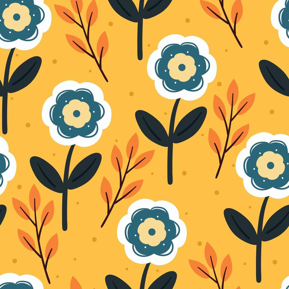 seamless pattern flower and plant for fabric print, textile. flower and leaves wallpaper vector