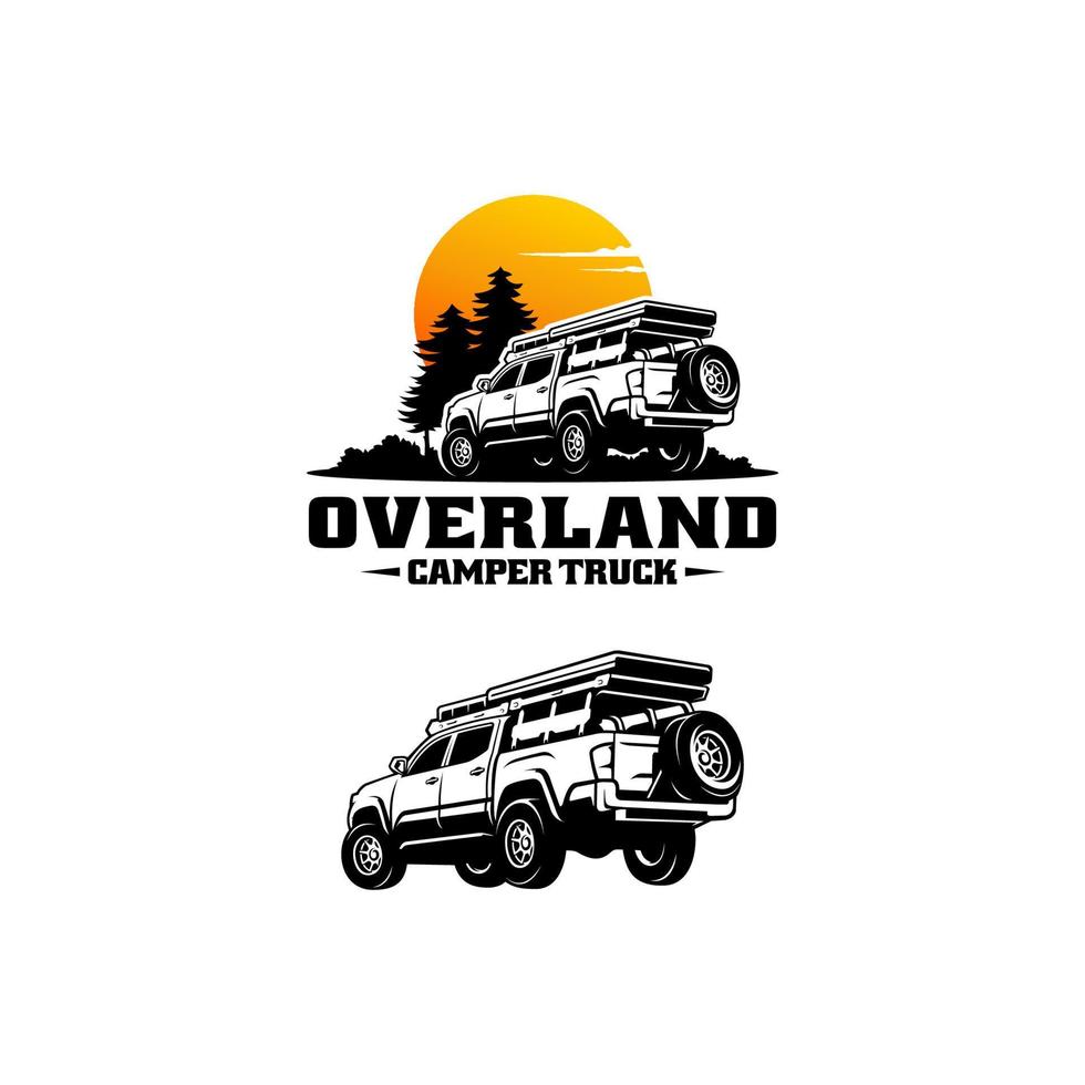 set of adventure vehicle or pick up truck logo vector