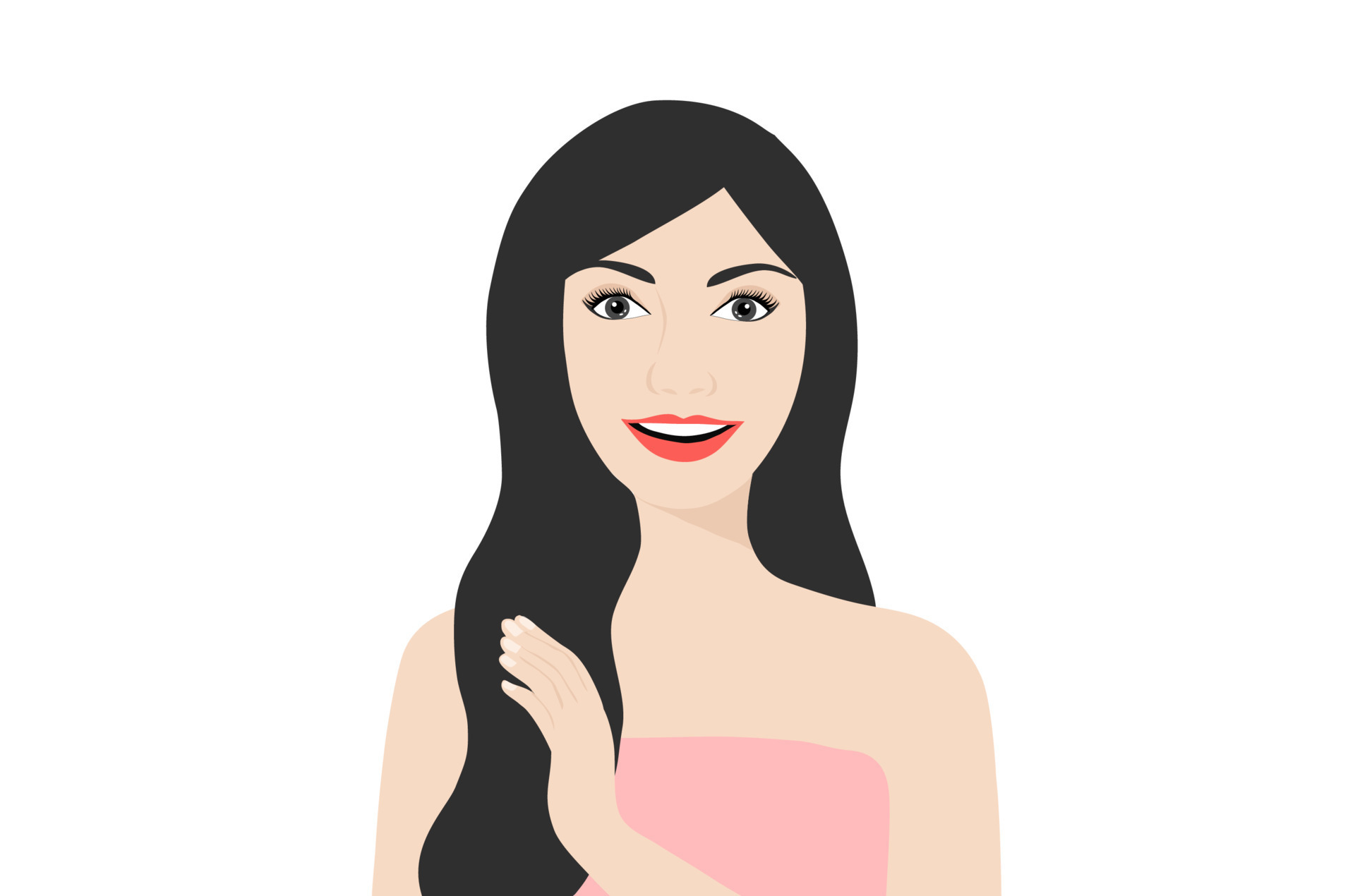 Beautiful woman touching her black long healthy straight and shiny hair.  Beautiful hairstyle beauty concept background 7736170 Vector Art at Vecteezy