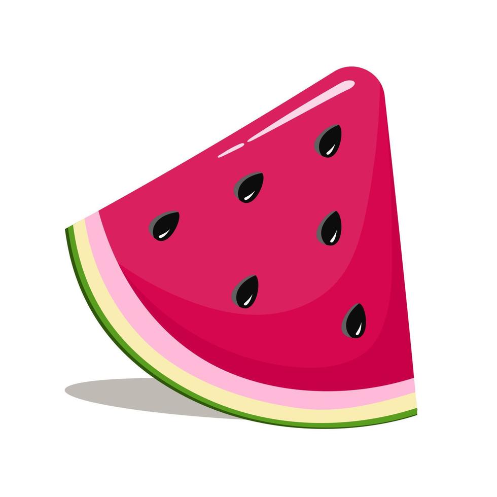 Watermelon slice in cartoon style Summer concept Vector illustration isolated on white background