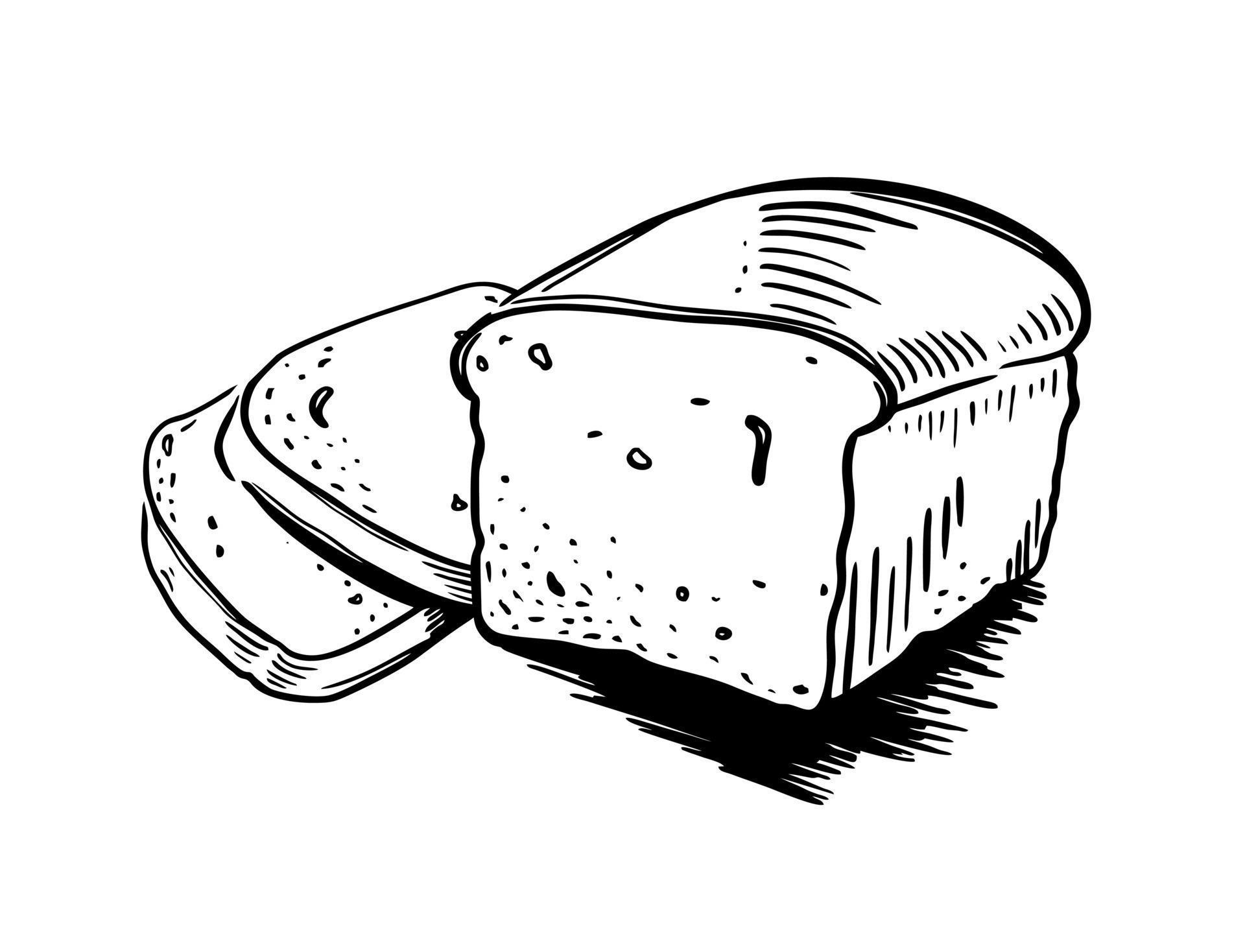 A loaf of bread is a handdrawn bakery element Vector sketch of doodles