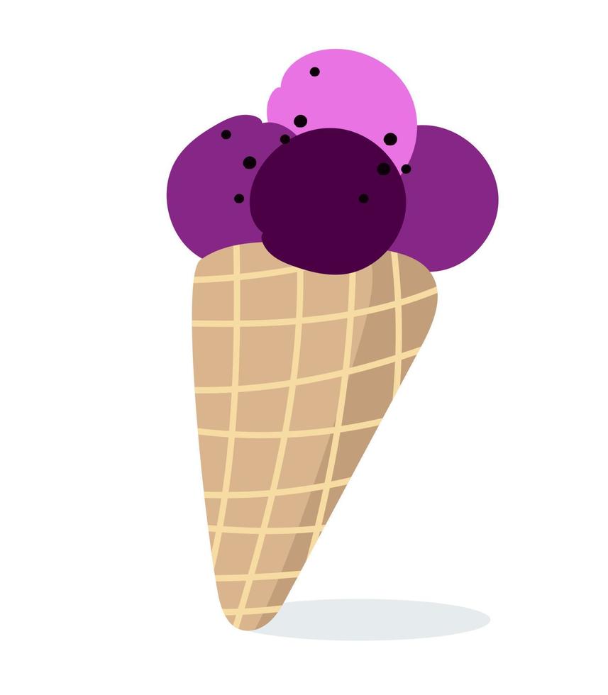 Ice cream cone purple Vector illustration isolated on a white background