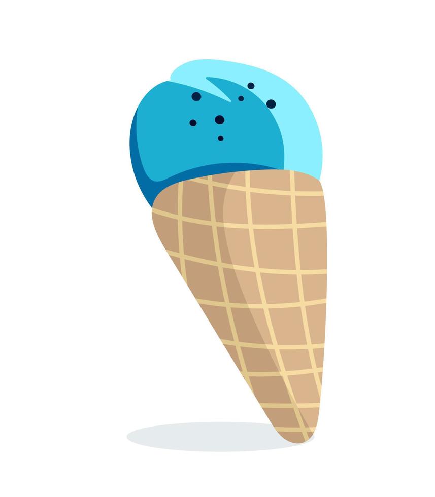 Ice cream cone blue Vector illustration isolated on a white background