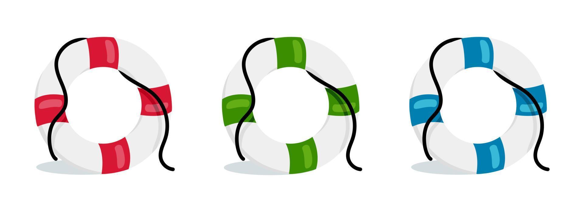 Lifebuoy set in cartoon style Vector illustration isolated on white background