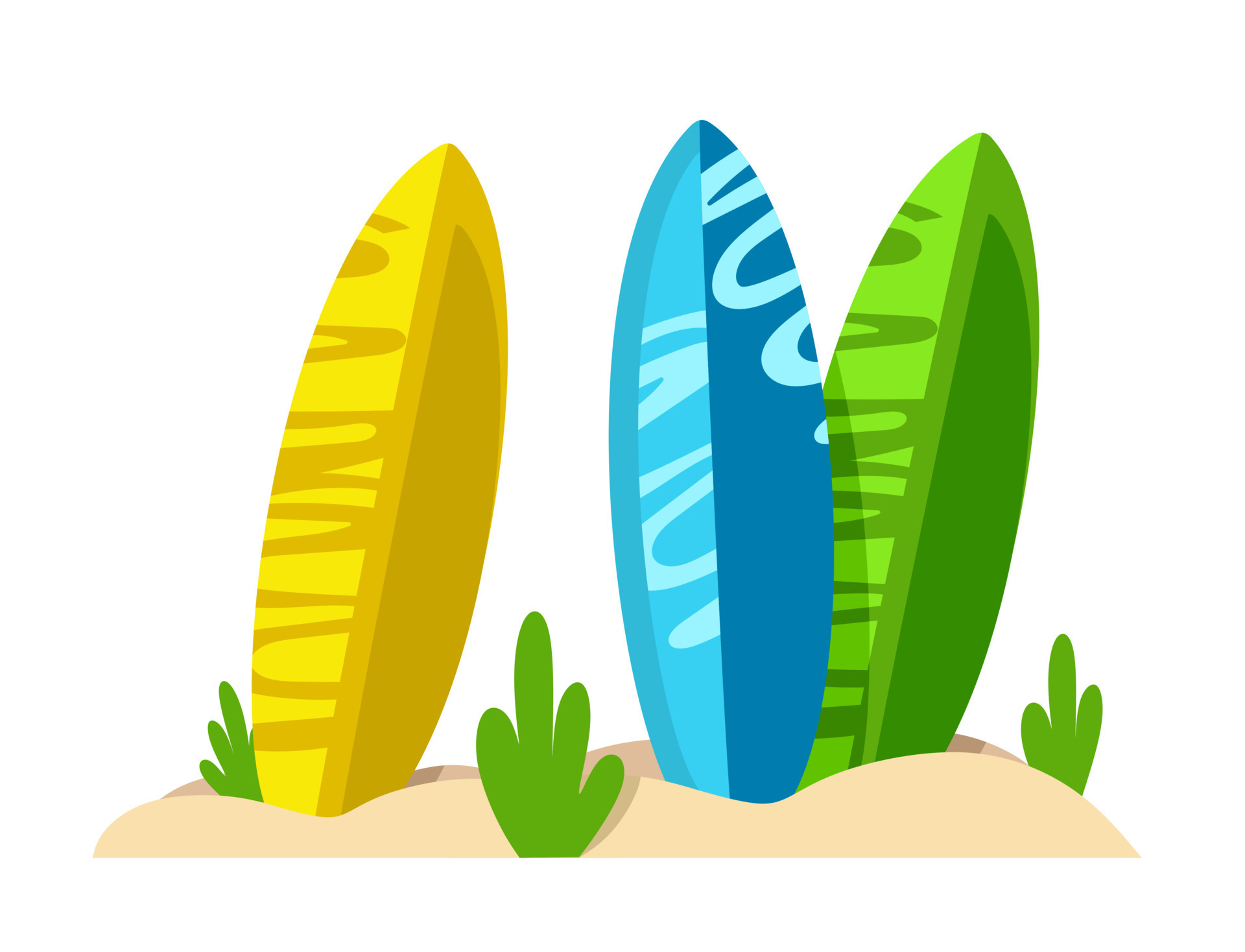 Surfboards In The Sand Clipart