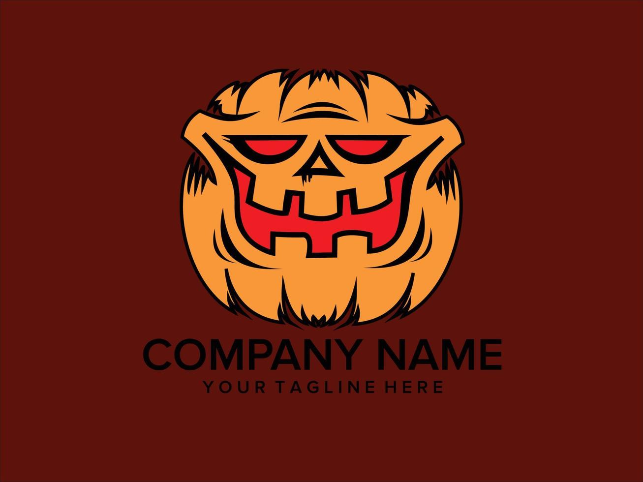 spooky hellowen pumpkin logo vector