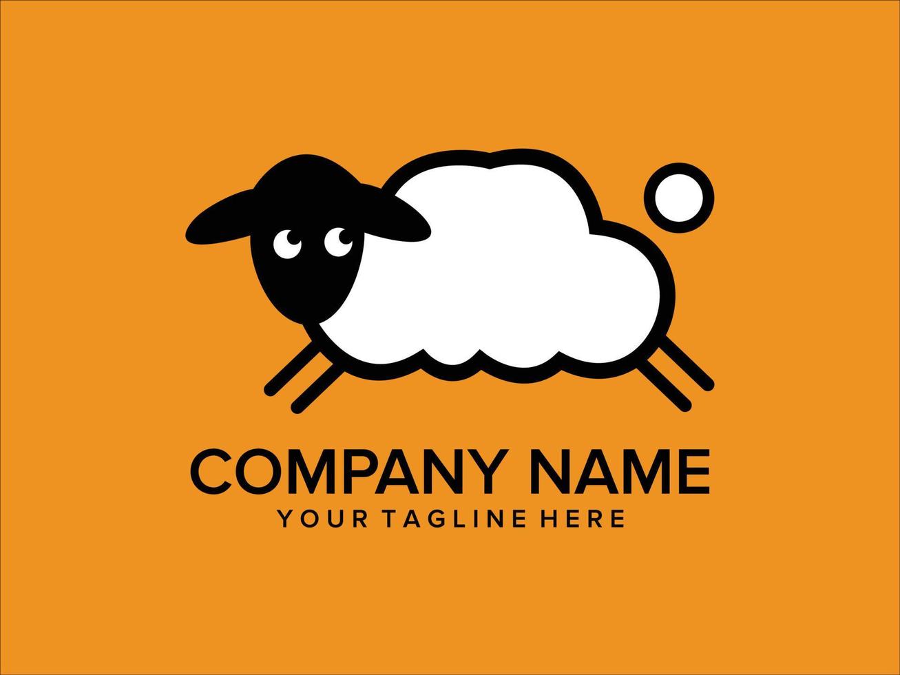 sheep logo with white cloud shaped body vector