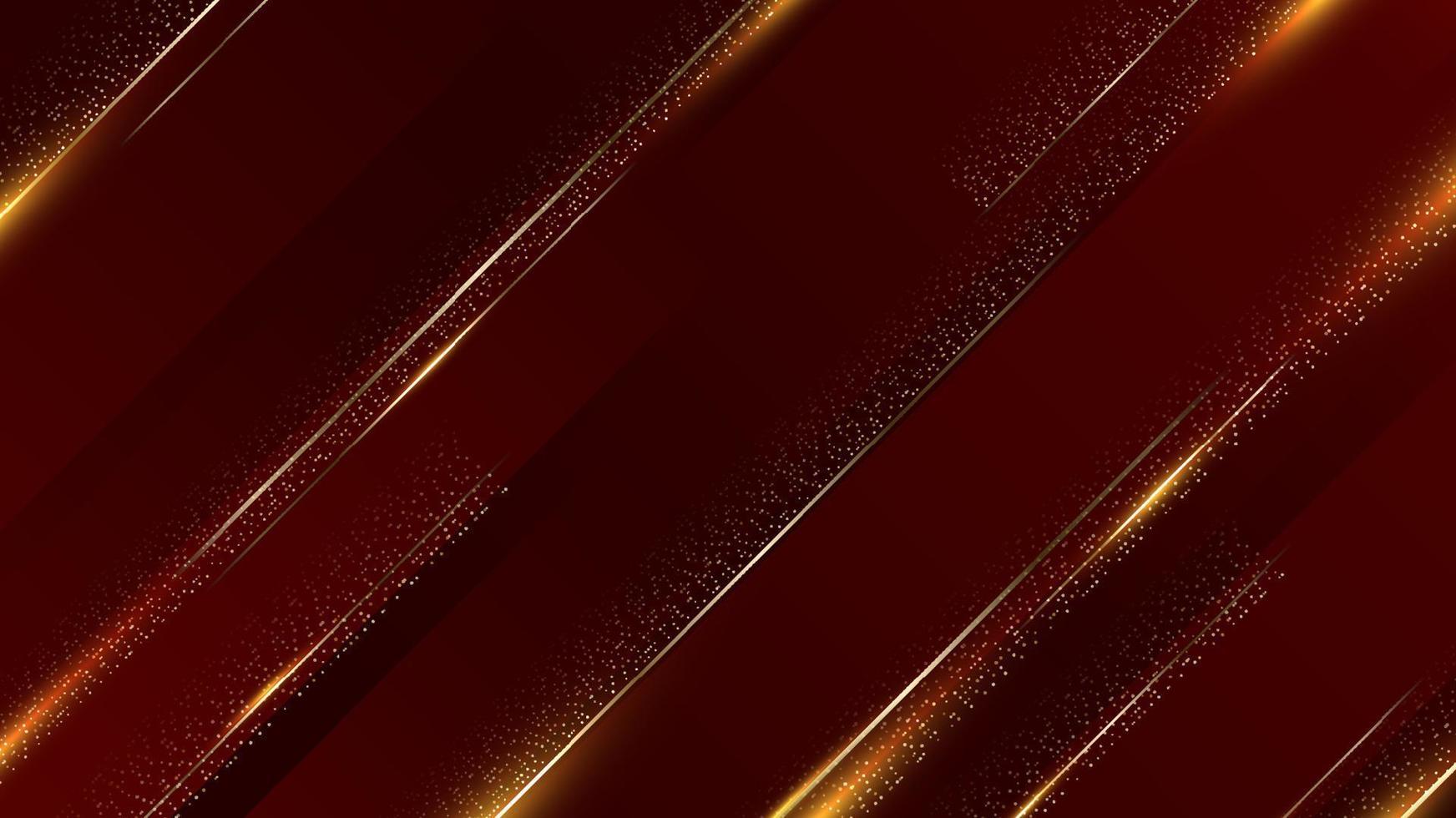 Abstract luxury red diagonal stripes and golden lines with gold glitter pattern background vector