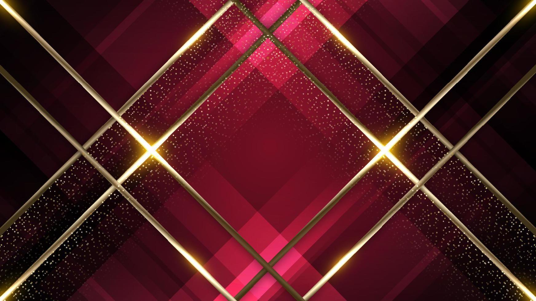 Abstract elegant red stripes golden lines pattern and gold dots particles with luxury background vector