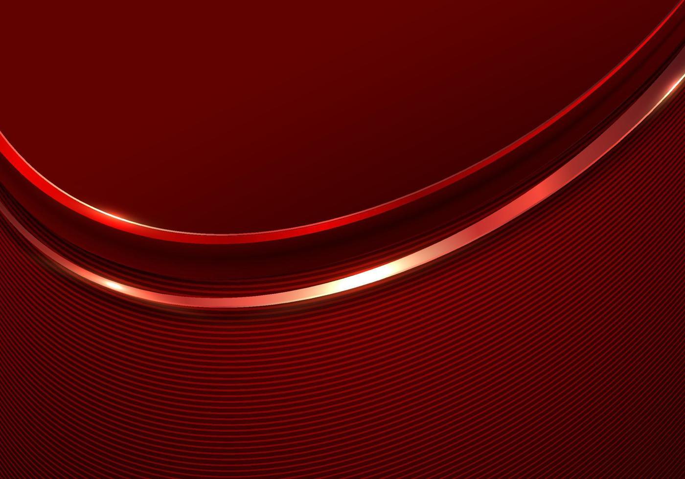 Abstract luxury 3D shiny red curved shapes with lines elements paper cut style on red background vector