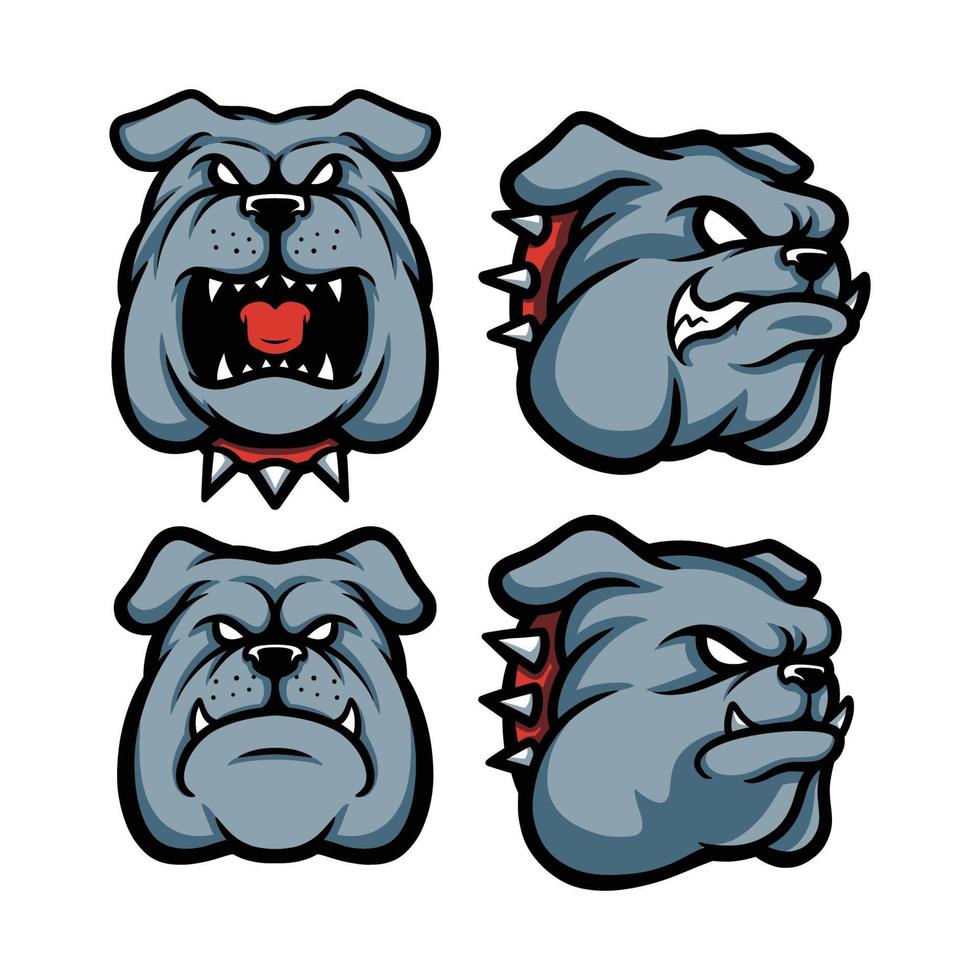 Set bulldog head logo isolated on white background vector
