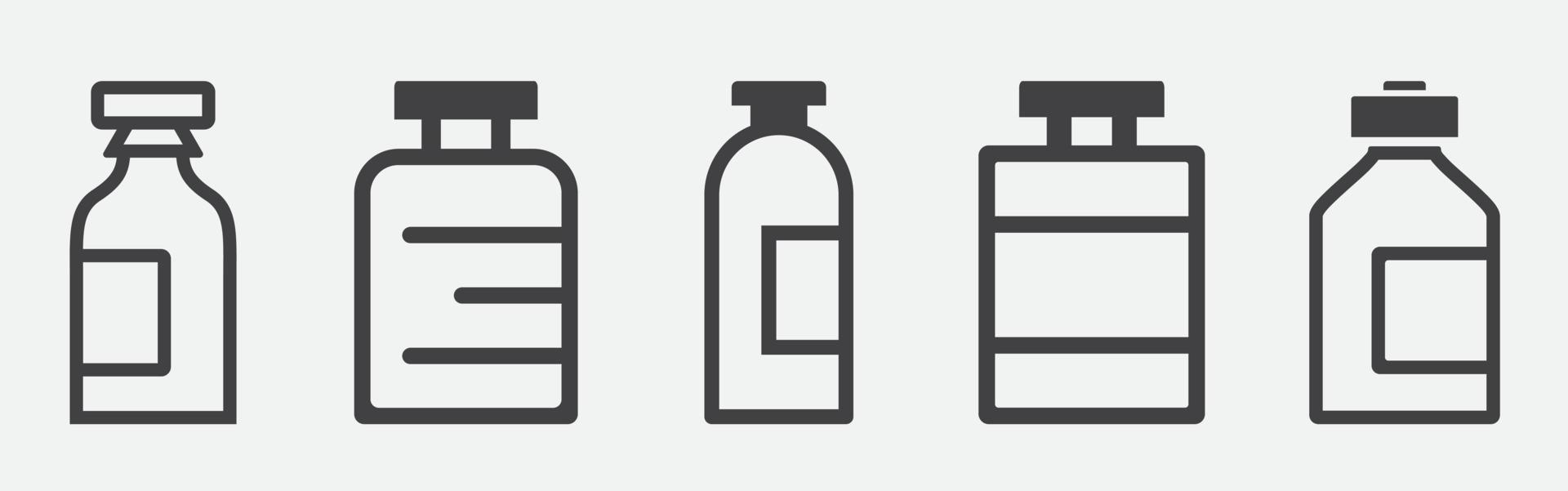 Set of Water bottle vector icons on white background