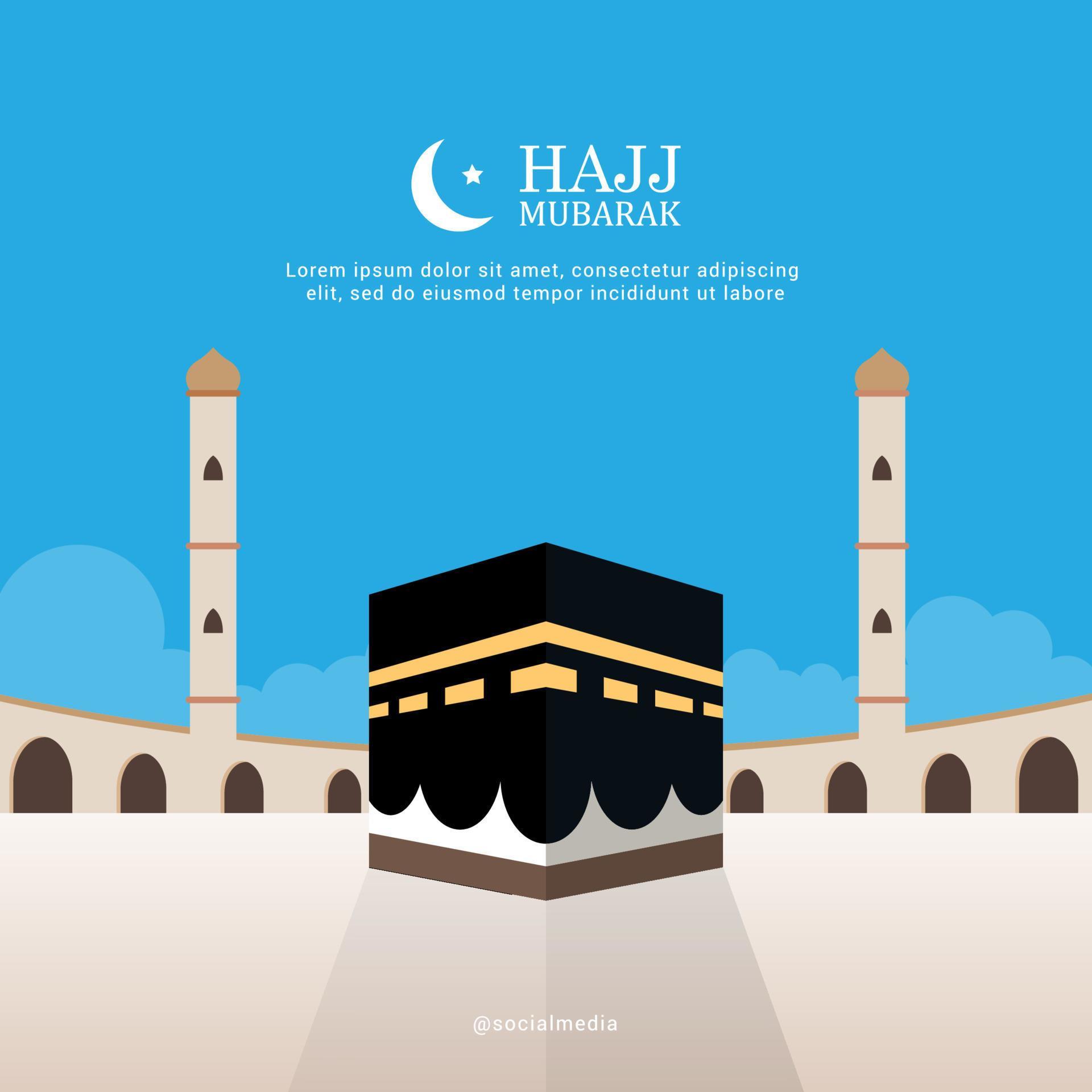 Hajj Mubarak means Happy Hajj. Hajj pilgrimage in Mecca 7736917 Vector