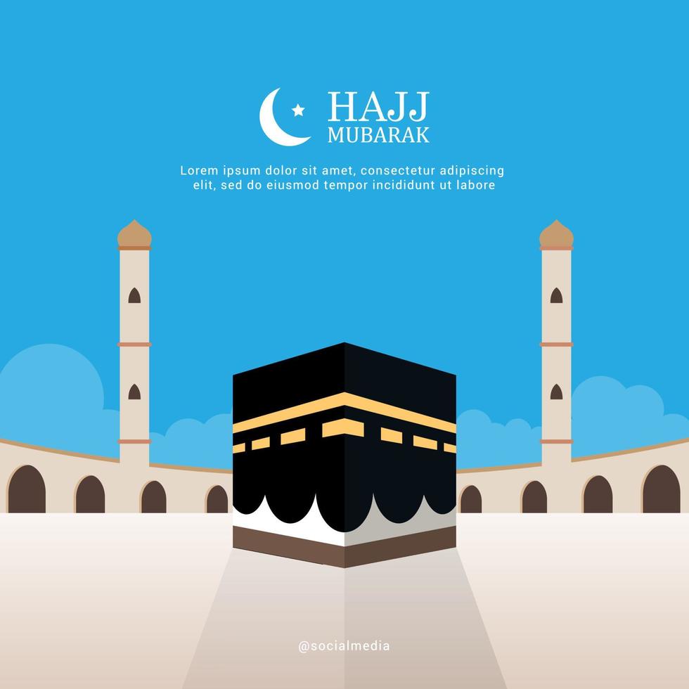 Hajj Mubarak means Happy Hajj. Hajj pilgrimage in Mecca 7736917 Vector