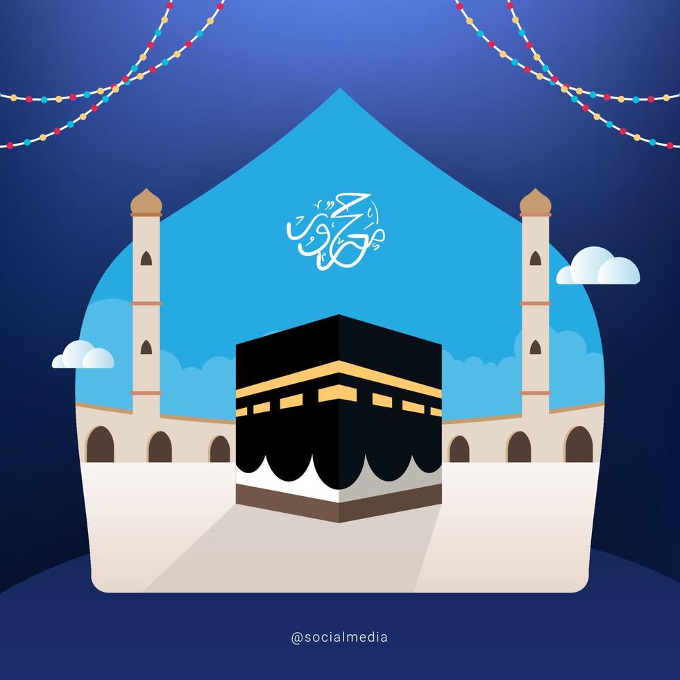 Hajj Mabroor. Islamic Design Template to celebrate the month of Hajj. Eid Mubarak vector