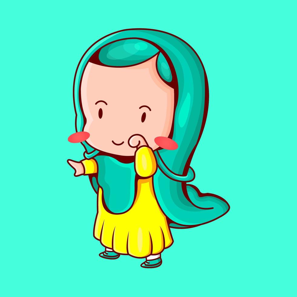 illustration of funny muslim girl with cute pose vector