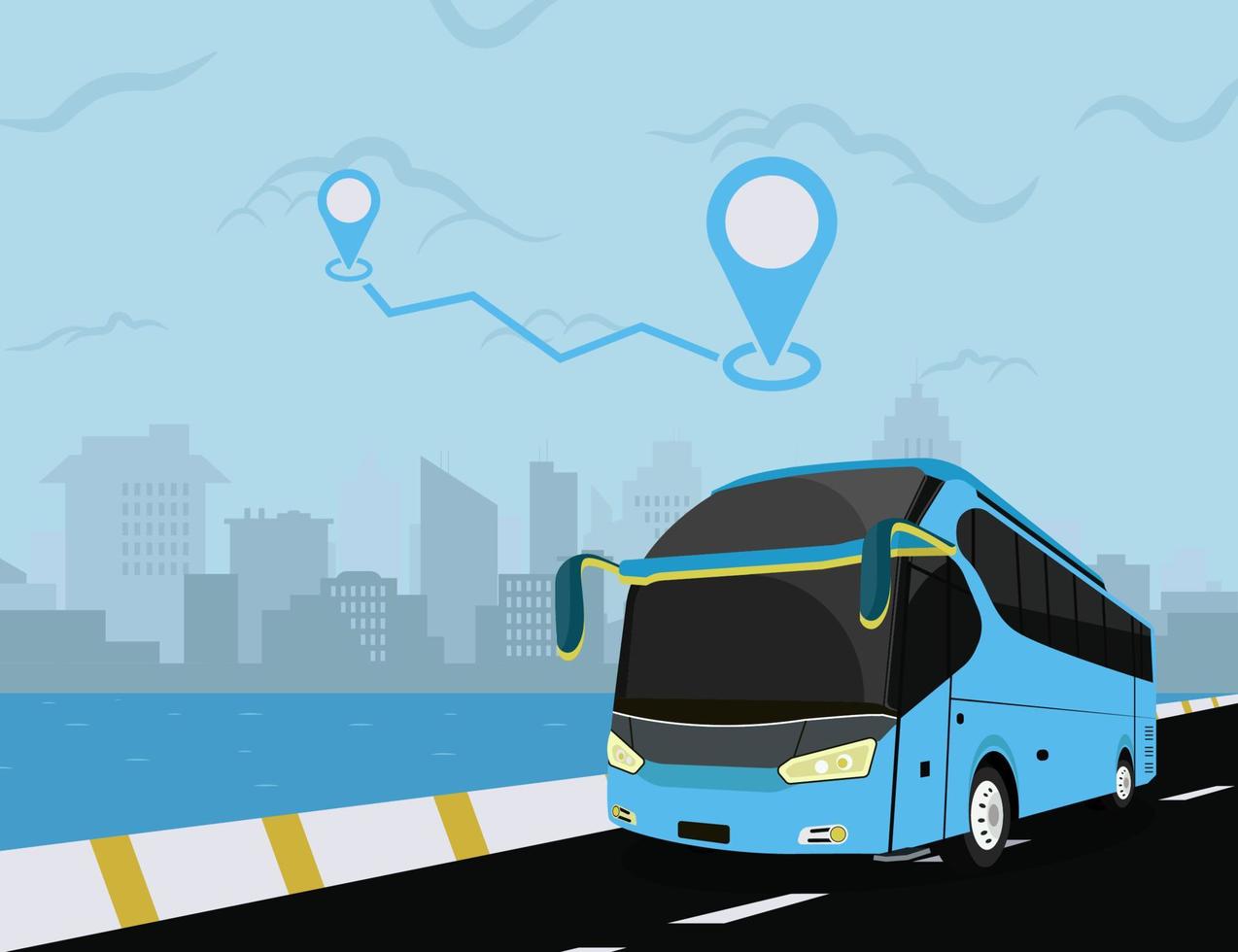 Bus and the city service graphic design vector illustration