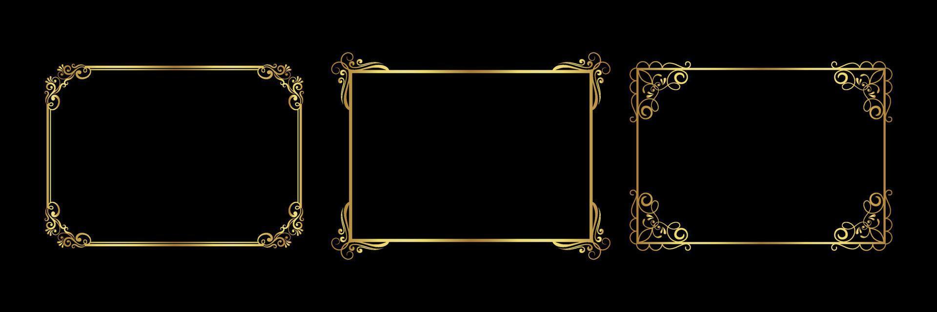 set of golden frames vector eps 10