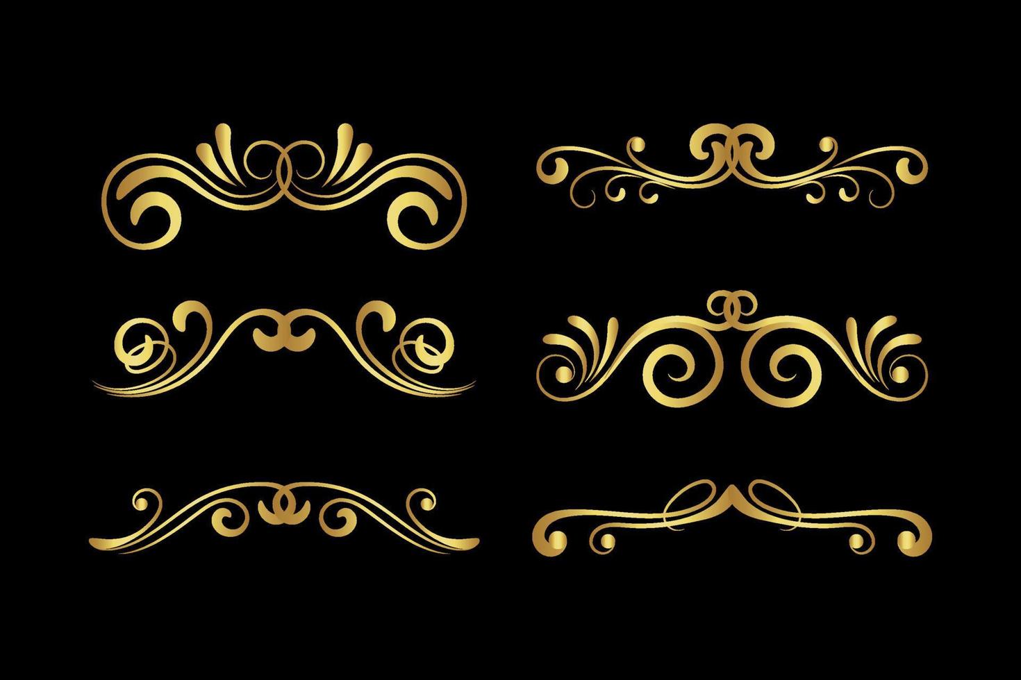 Set of vintage design elements. Vector illustration isolated on black background. Calligraphic design elements and page decoration vector