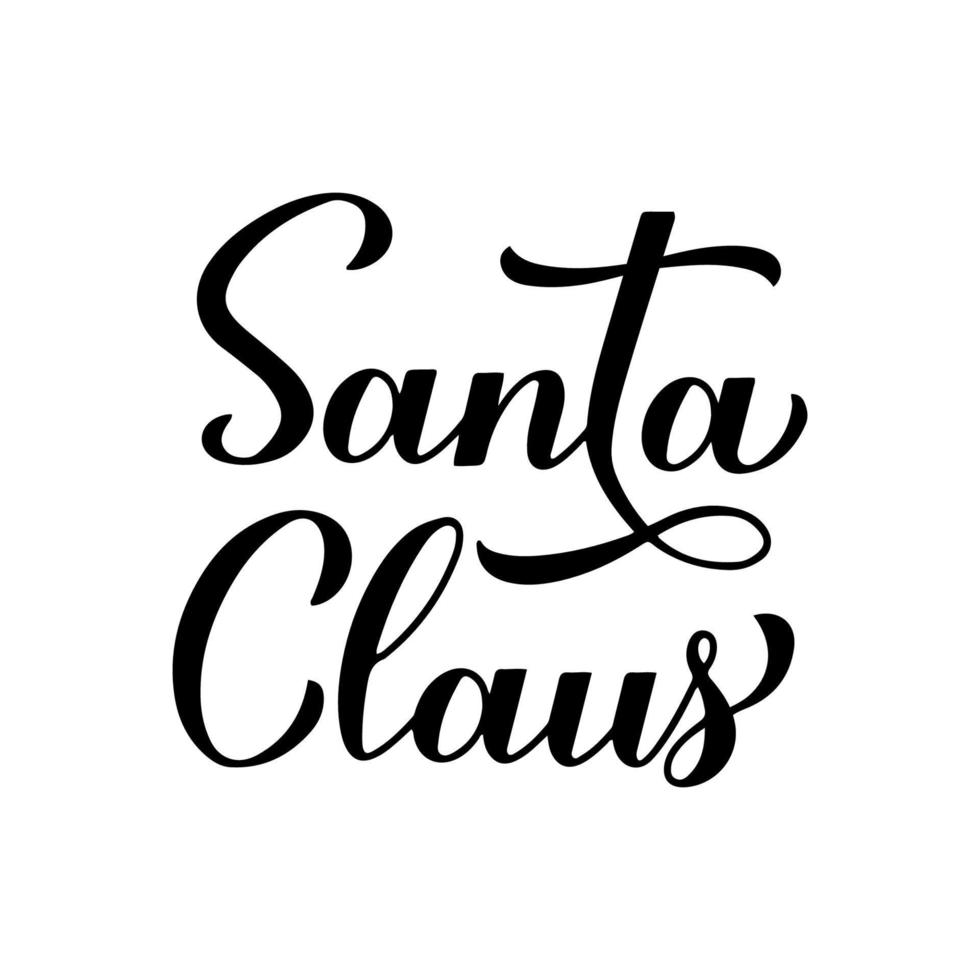 Letras de mano de caligrafía de santa claus aisladas en blanco. cartel de tipografía de año nuevo y navidad. plantilla vectorial para tarjeta de felicitación, pancarta, volante, pegatina, diseño de logotipo, etc. vector