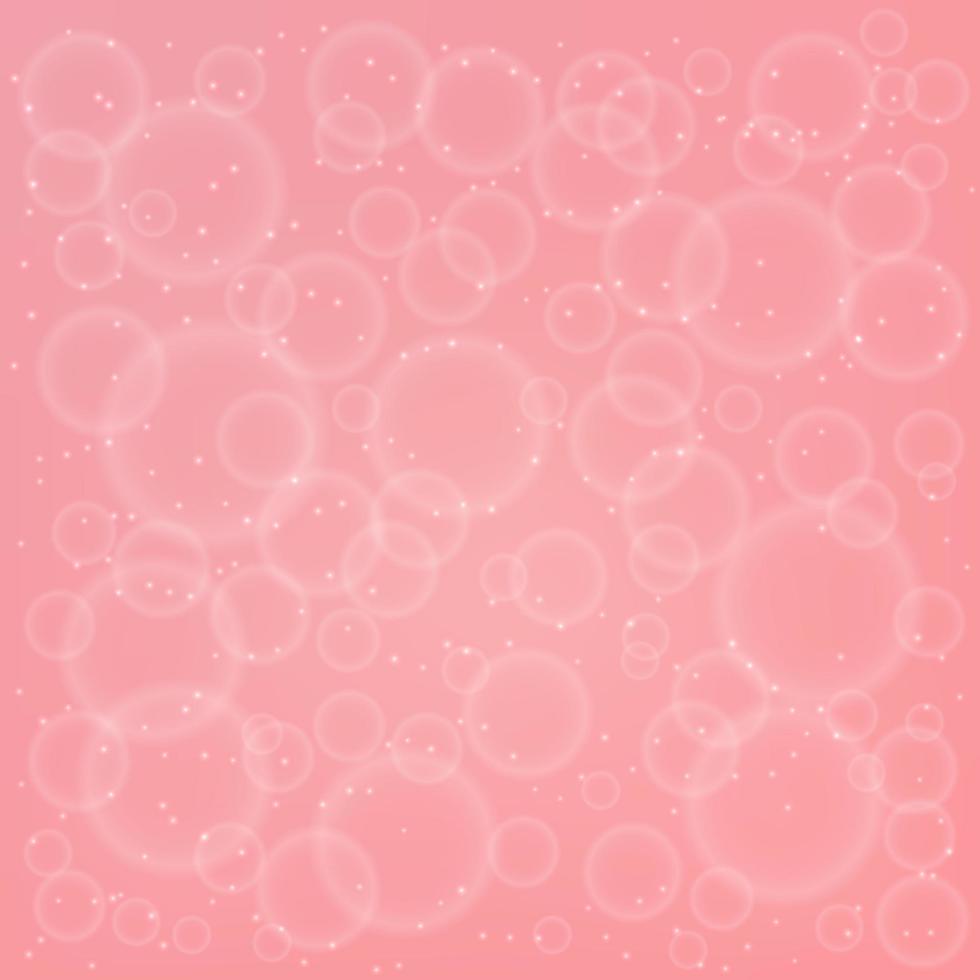 bokeh sobre fondo rosa. burbujas y partículas brillantes. plantilla de diseño para tarjetas de felicitación. ilustración vectorial vector