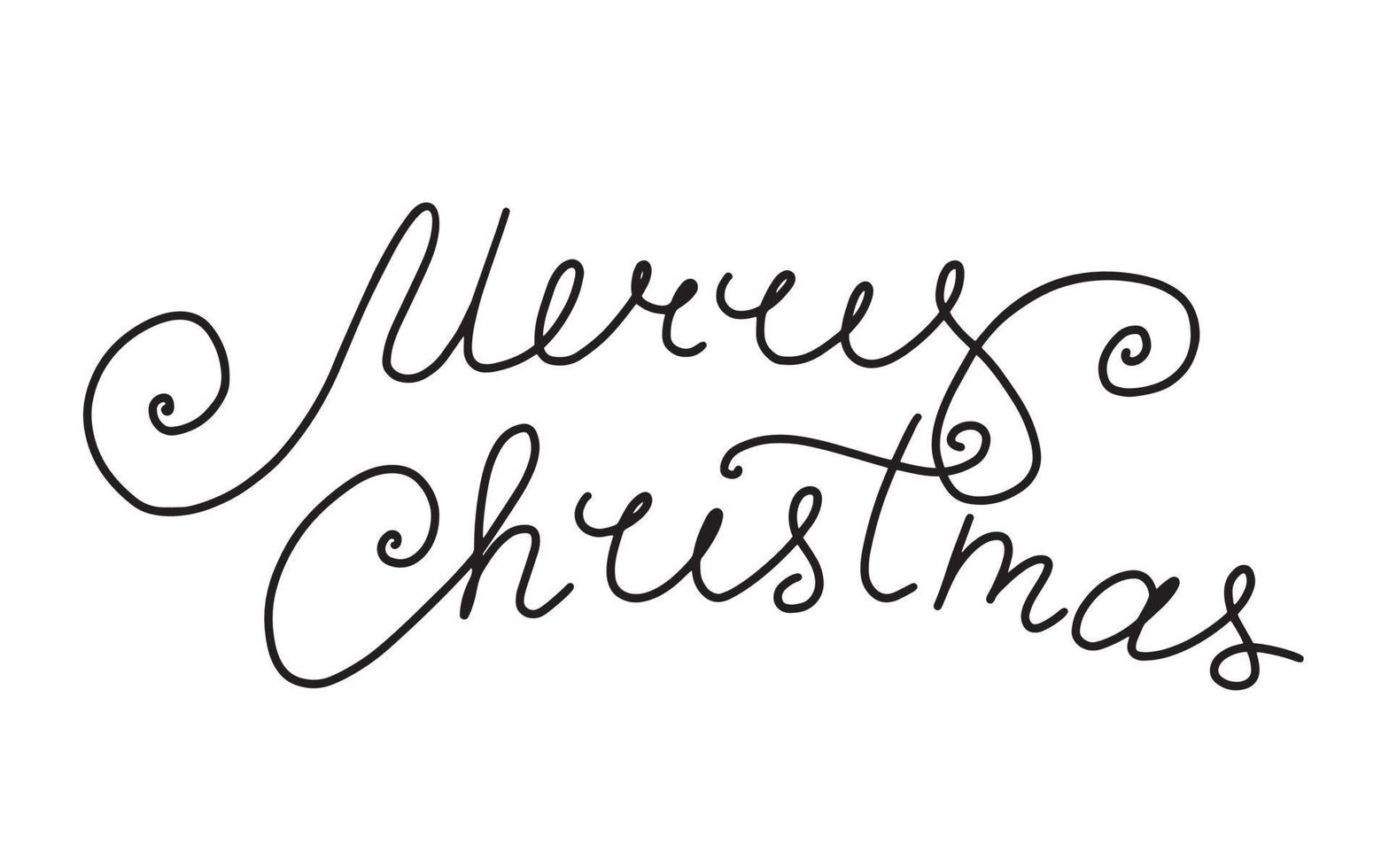 texto de letras de arte de línea de feliz navidad. vector dibujado a mano ilustración aislada