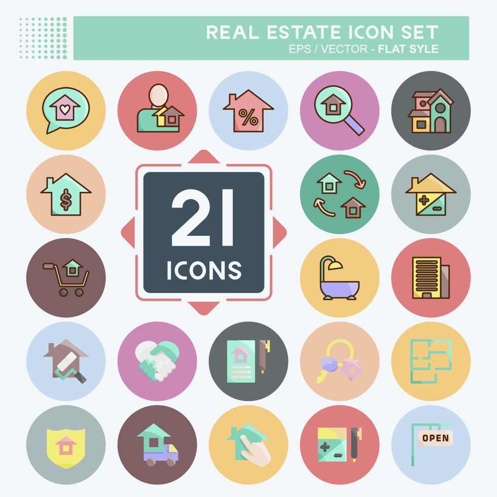 Icon Set Real Estate. suitable for education symbol. flat style. simple design editable. design template vector. simple illustration vector