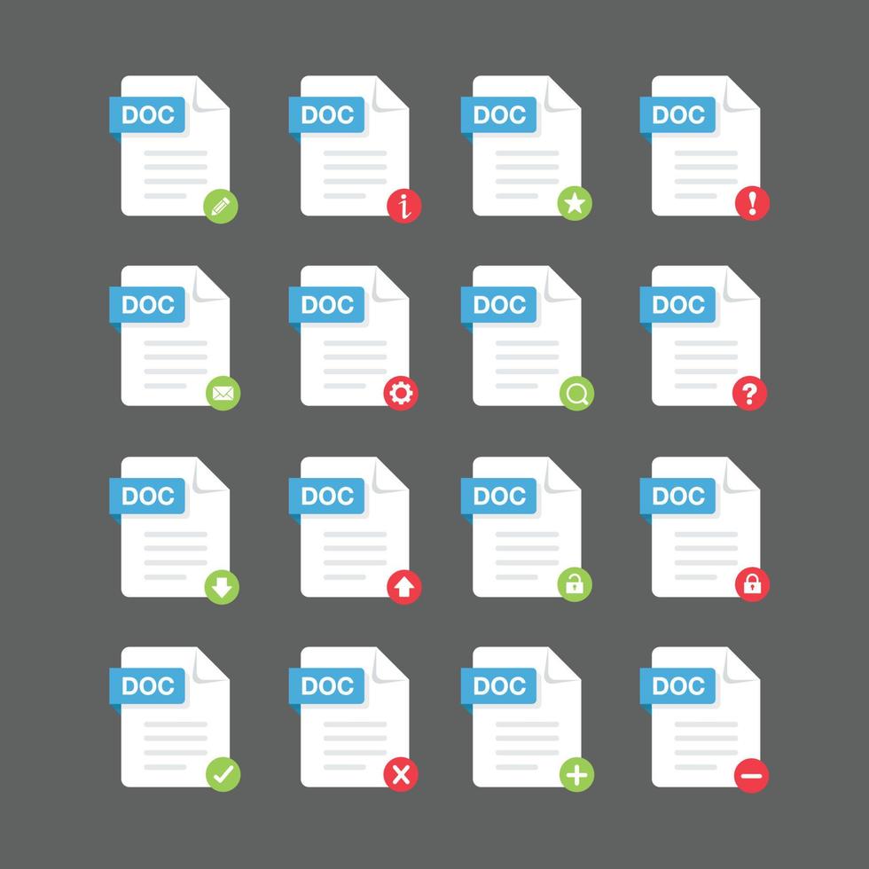 Document Files icon set, Vector Design element