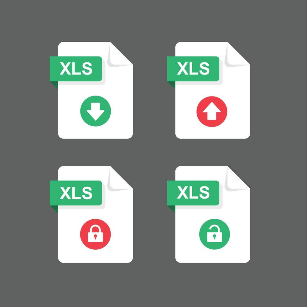 conjunto de iconos de archivos xls, ilustración de elemento de diseño vectorial vector