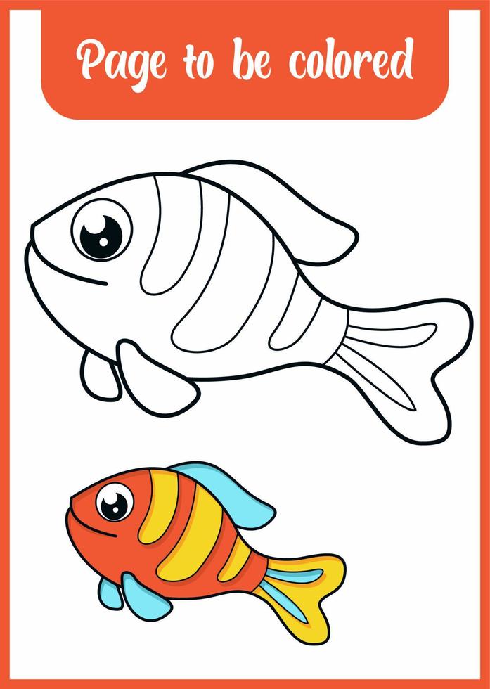 libro para colorear para niños peces lindos vector