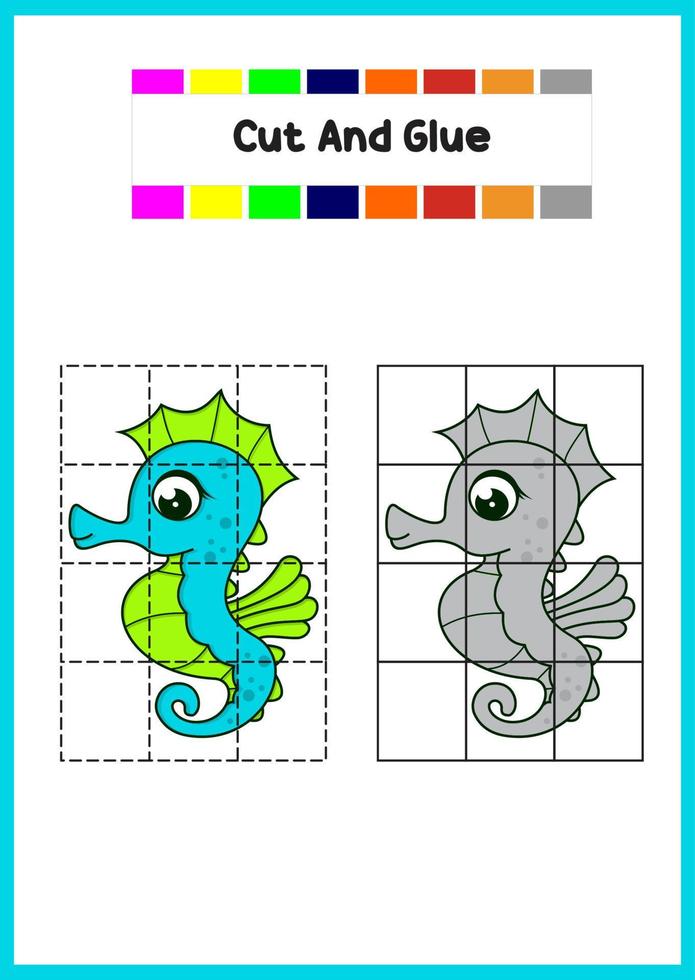 coloring book for kids sea horse vector