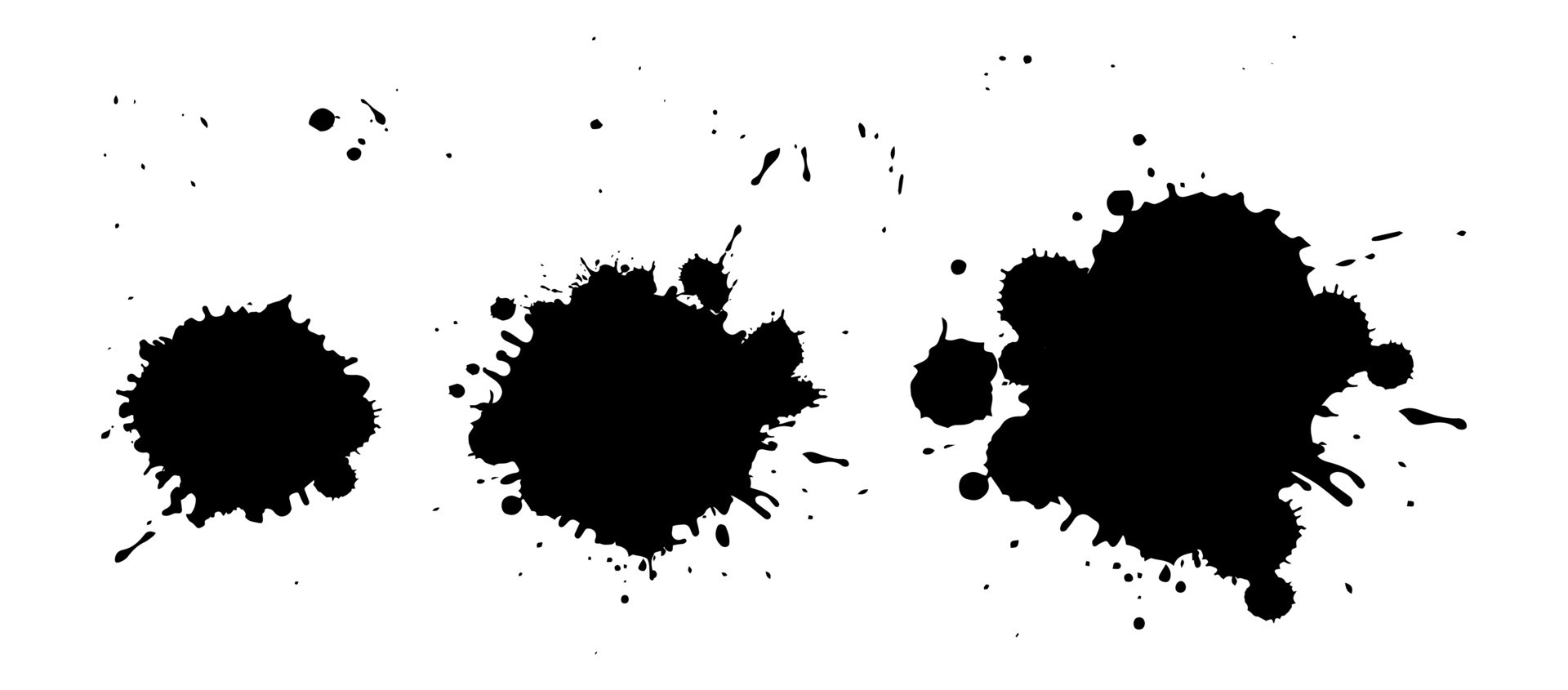 Ink drops and splashes. Blotter spots, liquid paint drip drop splash and ink splatter. Artistic