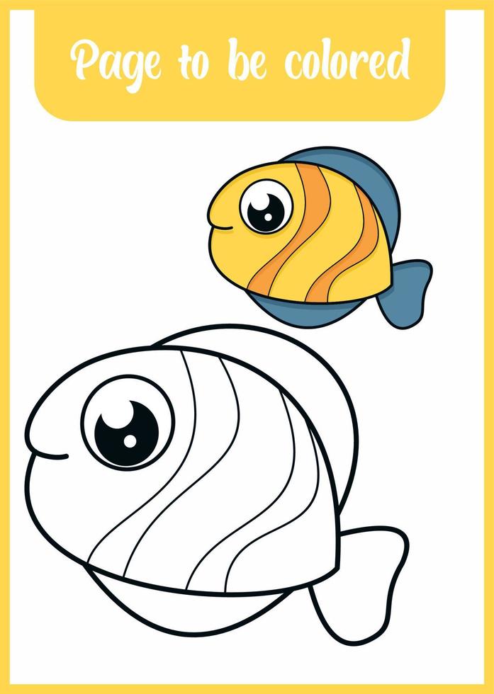 libro para colorear para niños peces lindos vector
