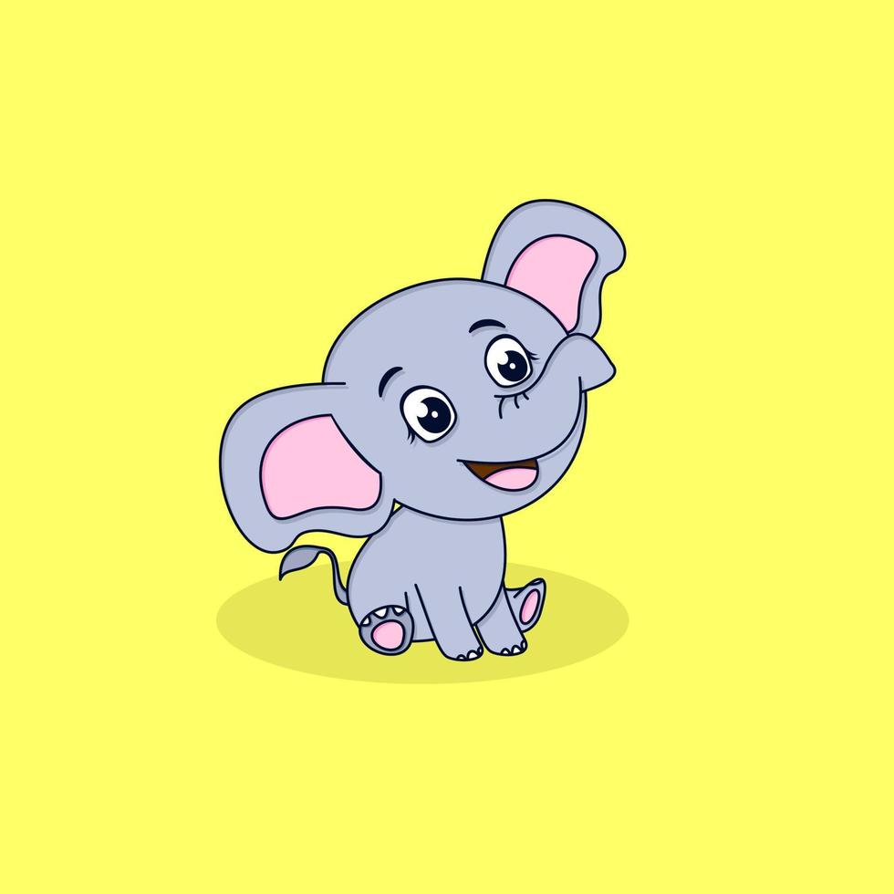 cute elephant smile and sit down vector