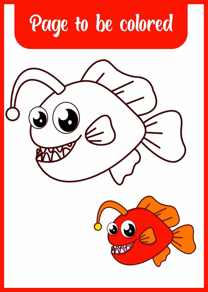 coloring book for kids, cute fish vector